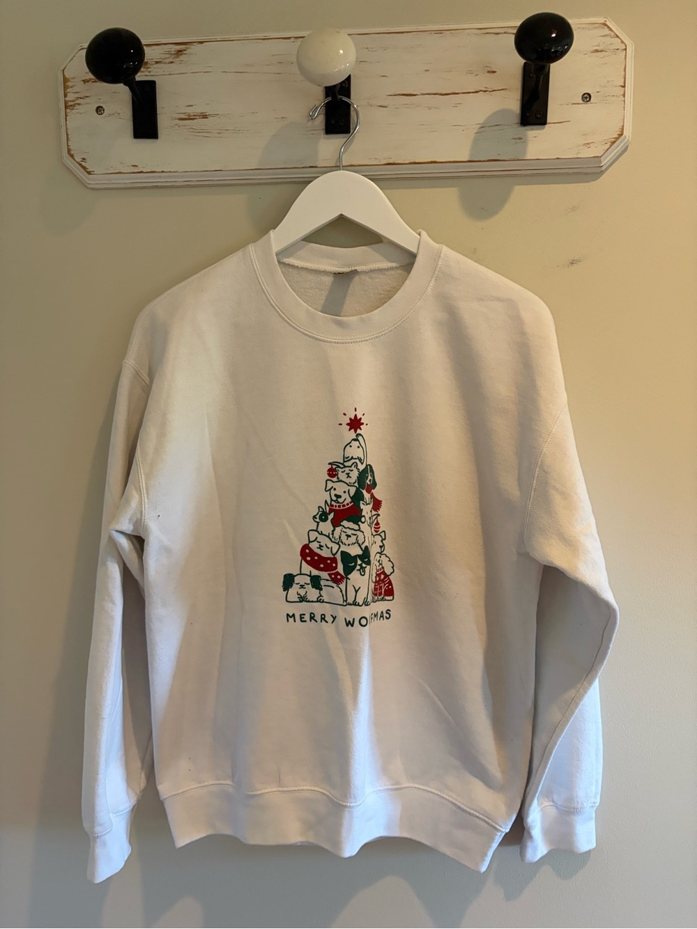Women's White Christmas Crewneck Sweatshirt - Merry Woofmas